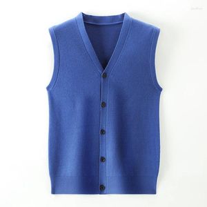 Gilet da uomo Livello 4 Super Anti-pilling Grado superiore Pleuche Inverno Scollo a V Cardigan in maglia di lana di marca di moda Gilet maglione casual senza maniche