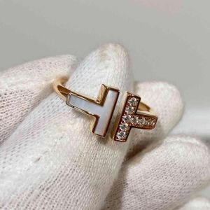 Pierścień designerski podwójny pierścień 925 Serling Srebrny Plaed 18 -KLET ROTE ZŁOTKI Otwarcie inkrustowane z Diamentową Półką Ślubną dla kobiet