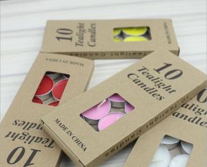 10 PCS PACKENT LJUDLE FAVORS TEELIGHTS Ljus Färgat Candle Kraft Paper Box Diy Candle Valentine039S Day Romantic Love Swing 2645261