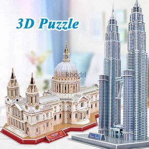 Ferramentas de artesanato 3D Puzzle Paper Kids 8+ Anos Mundialmente Famosa Cidade Modelo de Construção Paisagem Urbana DIY Educação Criativo Adulto Jigsaw Kids Toy Gift YQ240119