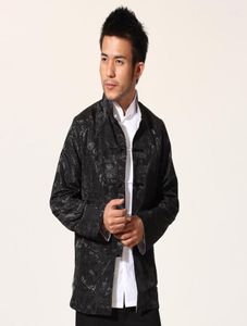 Homens039s jaquetas preto prata chinês jaqueta de cetim dois lados casaco gola mandarim tang terno superior sobretudo m l xl xxl xxxl mn17619917