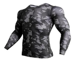 Men039s T-Shirts Kompressionsshirt Männer Camouflage Langarm Enges T-Shirt Fitness 3D Schnell trockene Kleidung MMA Rashguard Turnhallen Camo T4799833