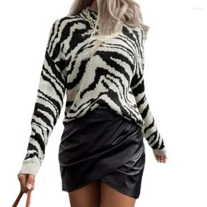 Maglioni da donna Zebra lavorato a maglia moda girocollo a maniche lunghe maglione sciolto caldo autunno inverno strada hippie abbigliamento per le donne