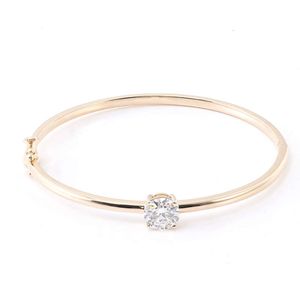 Custom 1Ct Round Cut Vvs Iced Out Moissanite Fine Jewelry 10K 14K Solid Gold Bracelet Simple Design Bangle Bracelet