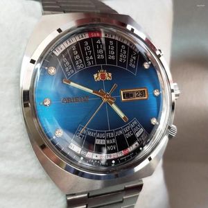 腕時計男性の日本のダブルライオンシリーズ永続的なカレンダー完全自動機械式時計ムーブメントラミナス