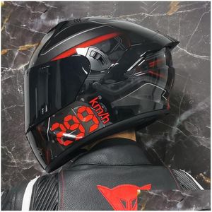 Motorcykelhjälmar fl Face Helmet Dual Shield Racing Moto Dot Drop Delivery Automobiles Motorcyklar Tillbehör OTNFW