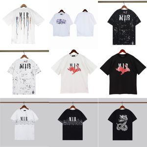 Mens Womens T 셔츠 디자이너 Tshirt Limited Edition 커플 Tees Street Wear 여름 패션 브랜드 Amirs 셔츠 Splash-ink Letter 인쇄 짧은 슬리브 캐주얼 느슨한 상판 W