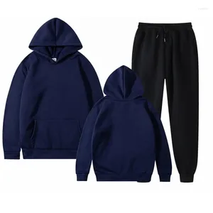 Conjuntos de treino masculino calças com capuz de duas peças casual cor sólida sweatsuit moda esportiva marca conjunto treino masculino p8m