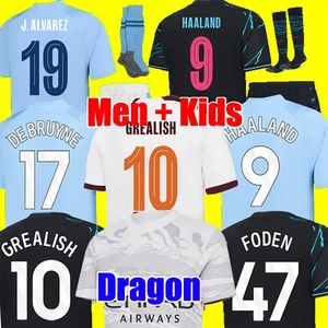 Fotbollströjor Haaland 23 24 De Bruyne Phillips mans städer gratan Mahrez Foden Bernardo Joao Cancelo Z Rodrigo Football Shirt Men Kids Set Set