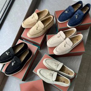 Loro Charms Lovely Outdoor Travel Kid Shoe Loafer Piana Womens Designer Summer Flat Sneaker Mens Casual Shoe Storlek 32-46 med Box Lady Leather Luxury Walk Dress Shoes