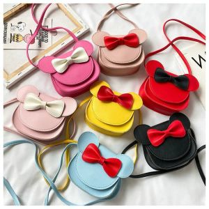 Mini portamonete per bambina Borsa con fiocco per mouse Portafoglio in PU per bambini Piccolo salvadanaio Borsa a tracolla 7 colori BJ