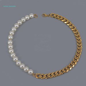 Partihandel Hip Hop Jewelry Pearl Name Non Tarnish Silver 14K 18K Plated Custom Men rostfritt stål halsband Guldkubansk länkkedja
