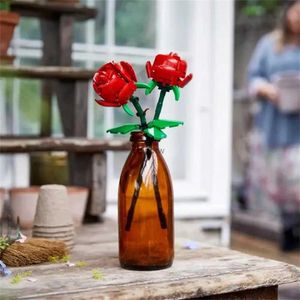 ブロックビルディングブロックブーケ3Dモデル玩具植物鉢植えヒマワリバラの花の集会レンガの女の子クリエイティブビルディングおもちゃの贈り物