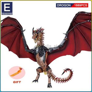 Blocks 1889pcs Creative MOC Giant Dragon Building Blocks Model Movie Series Childrens Assembly Bricks Toys for Boys Kids Birthday Gifts 240120