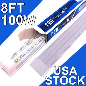 8Ft Led Shop Lights Fixture ,8 Feet 100W 8' Garage Light 96'' T8 Integrated LED Tube , Linkable Led Bulbs Garage, Plug and Play High Output Surface Mount USA usastock