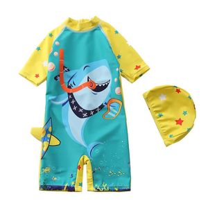 Indossare costume da bagno per neonato Costume intero per bambini per ragazzi 2023 Costume da bagno estivo per neonato Dinosauro Squalo Stampa Abbigliamento da spiaggia