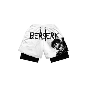 Shorts maschile anime berserk manga stampa 2 in 1 a compressione in palestra sport elastico sport rapido a secco ad allenamento estate d7