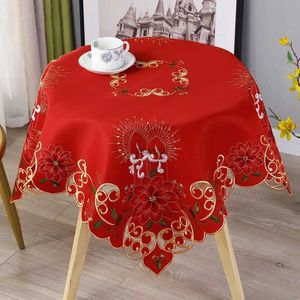 Bordduk Square 85 cm Hot Europe Christmas Hotel Satin spets broderad bord täcker tyg handduk köksbandduk