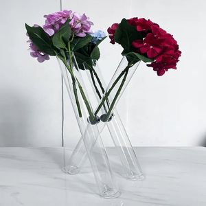 10PCWedding Party Ceremony Transparent Clear Acrylic Wedding Pedestal Column Vase Crystal Trumpet Vase For Wedding Centerpieces