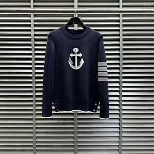 Herrtröjor tröja Big Boat Anchor Autumn Winter Korean High Luxury Reviews Många pullover -kvalitet stickade för kvinnor