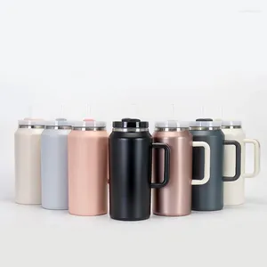 Tazze Bicchiere da 64 once con manico isolato Cola Cool Car Travel Mug Sublimazione sotto vuoto Acciaio inossidabile H2.0 Stato di flusso