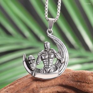 Pendant Necklaces Creative Personality Moon Muscle Fitness Men's Necklace And Women's Sports Trend Versatile Casual Jewelry