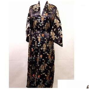 Promozione indumenti da notte da uomo Accappatoio in seta da uomo nero Classico abito kimono stampato tradizionale cinese Taglia S M L Xl Xxl Zr14 Drop Delive Dhugl