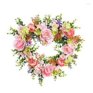 Dekoracyjne kwiaty Witamy w idealnym domu idylliczny wieniec w kształcie serca kwiatowy róża sztuczna girlanda drzwi na wesele walentynki