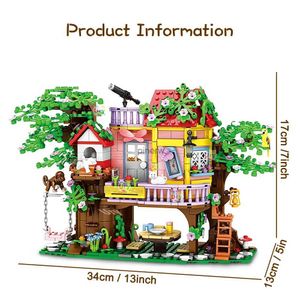 Block Friends Adventure Tree House Street View City Apartment Forest Villa Villa Animal Monkey Cat Building Blocks Toys For Kid Gift