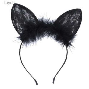 Cappelli da festa Sexy pizzo nero Coniglio Orecchie di gatto Fascia per capelli Cerchio per lavaggio Testa Cerchio Cosplay Copricapo Fascia per capelli Lady Girl Prom Accessori per capelli da festa YQ240120