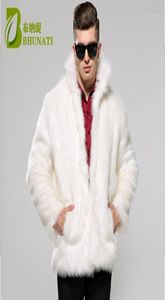 Men039sジャケットBhunati Mens Fur Coat White Stand Collar Lengeve -Slee winter Men Faux Solid Looseジャケットカジュアル8098980