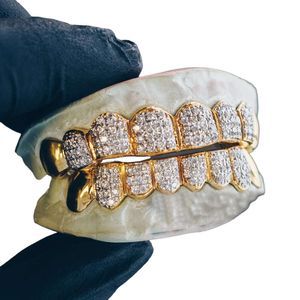 Denti Grillz personalizzati Hip Hop Denti Moissanite Grillz Top Bottom Grills Bocca dentale Punk Tooth Rapper Gioielli per uomo