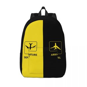 Bags Aviation Arrival Departure Travel Canvas Backpack School Computer Bookbag Aviator Airport Plane College Student Daypack Bags