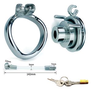 Flat panel chastity lock with negative electrode of urinary catheter, male metal penis, cb cage, sex toys the boys g r