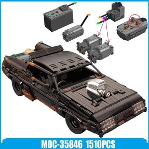 ブロックインターセプターRCマッスルカースーパーカーMOC-35846ハイテクロードレーシングブラックモデルブロックビルディングブロックブリックおもちゃの子供ギフト1510pcs 240120