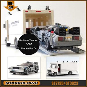 Blocks Time Machine Car Moc Building Blocks Doc Brown Value Van Technology Bricks Speed ​​City Racing Car Model Toys Xmas Gifts 240120