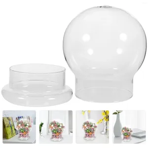 Vases Landscape Ecological Bottle Bell Jar Decor Terrarium Glass Snow Globe Display Plant With Dome