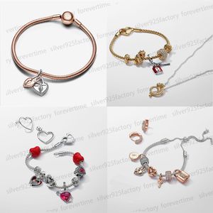Neue Designer-Armbänder für Frauen, Valentinstagsgeschenk, modisches 925er Silber, DIY-passendes Pandoras-Armband, Ohrringe, Halsketten-Set, chinesischer Jahr-des-Drachen-Schmuck mit Box