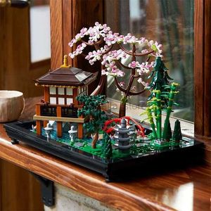 Bloki chińskie ogrodowe dziedziniec doniczkowe Pomysł na konstrukcje 10315 Villa Scenerie Bamboo Forest Pavilion Model Bricks Toy Kid Prezent 240120