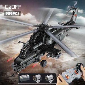 Blockerar CADA 989PCS City Police Weapon RC Helicopter Aircraft Airplane Bricks Military Fighter -10 Building Block Toys Gifts 240120