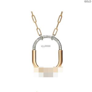 Necklaces Pendan Tiffanyitys New Home S925 s Erling Silver Paper Clip Chain Oval Wi h Diamond Zircon Fashion Collar Efas