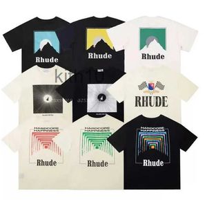 Buy Designer Shirts Summer Mens T-shirts Womens Rhudes Designers for Men Tops Letter Polos Embroidery Tshirts Clothing Short Sleeved Tshirt Large Tees D551