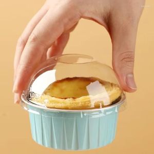 Dinnerware Circular Baking Cake Mold Cup Aluminum Foil Dessert Packaging Box With Lid High-temperature Resistant Healthy Bowl