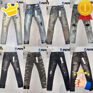 Jeans Moda Roxo Designer Mens Afligido Rasgado Motociclistas Mulheres Denim Carga Para Homens Calças Pretas Retro Streetwear Casual Sweatpants Designers Corredores Pant S