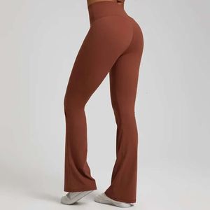 89 2024 LU Lemon Pant Yoga Flered Sport Zasilanie kobiet Low Rise Leggins Outdoor Casual Hip Lift Sports Sports Fiess Dance szeroko nogi spodnie Jogger