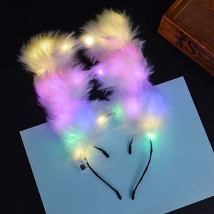 Party Hats Fox Ears LED Glow Headband Light Up Hairband Luminous Headbands Party Women Girls Glow In The Dark Party Led Hair Accessories YQ240120