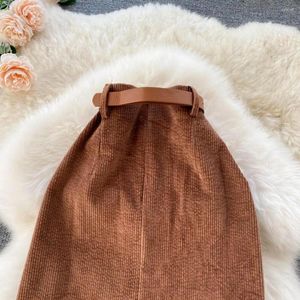 Skirts A-line Skirt Elegant High Waist Split Midi For Women Soft Thick Warm Sheath Style With Zipper Closure Solid Color Commute