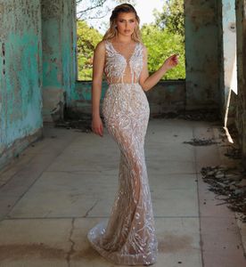 Sexy Mermaid Wedding Dresses Illusion Cap Shoulder Jewel Collar Sleeveless Lace Applique Beads Bridal Gowns Sweep Train Robes De Vestido Customized H24119