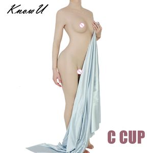 Accessori per costumi Forme del seno in silicone Coppa C Tuta intera per transgender Crossdress con braccio Tette finte Cosplay Shemale