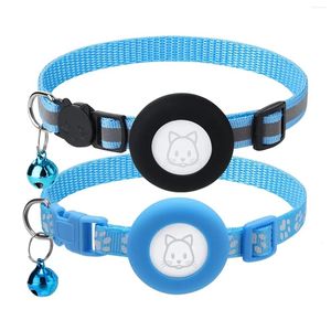 Hundehalsbänder 2er-Pack Katzenhalsband für Air Tag mit Sicherheitsschnalle und abnehmbarer Glocke Apple Airtag Small Pet Blue
